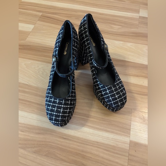 Larroude Emma Pump In Black Tweed Size 11 New - Picture 7 of 11